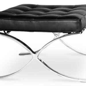 Ottoman BARNA (T), acero inoxidable, similpiel negra