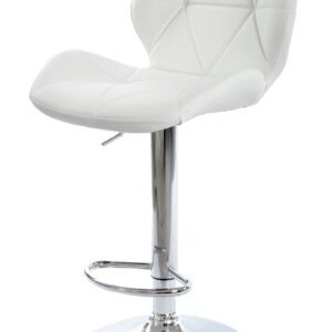 Taburete ORLANDO (M), cromado, similpiel blanca