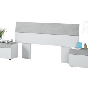 Cabezal Fanzy + 2 Mesitas 1 Cajón (276x40 cm) - Blanco Artik/Cemento